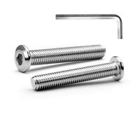 MINHER M5 x 50mm 10Pcs Tête Plate Vis D’assemblage à Six Pans Creux, Acier Inoxydable A2 V2A, Boulons de Meubles, Filetage Complet (Avec Clé Hexagonale)