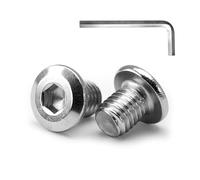 MINHER M6 x 10mm 10Pcs Tête Plate Vis D’assemblage à Six Pans Creux, Acier Inoxydable A2 V2A, Boulons de Meubles, Filetage Complet (Avec Clé Hexagonale)