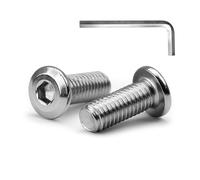 MINHER M6 x 20mm 20Pcs Tête Plate Vis D’assemblage à Six Pans Creux, Acier Inoxydable A2 V2A, Boulons de Meubles, Filetage Complet (Avec Clé Hexagonale)