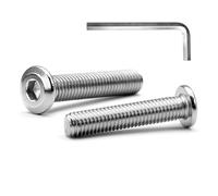 MINHER M6 x 40mm 10Pcs Tête Plate Vis D’assemblage à Six Pans Creux, Acier Inoxydable A2 V2A, Boulons de Meubles, Filetage Complet (Avec Clé Hexagonale)