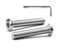 MINHER M6 x 45mm 10Pcs Tête Plate Vis D’assemblage à Six Pans Creux, Acier Inoxydable A2 V2A, Boulons de Meubles, Filetage Complet (Avec Clé Hexagonale)