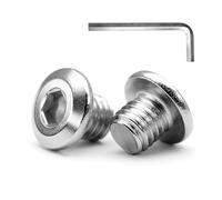 MINHER M6 x 8mm 10Pcs Tête Plate Vis D’assemblage à Six Pans Creux, Acier Inoxydable A2 V2A, Boulons de Meubles, Filetage Complet (Avec Clé Hexagonale)