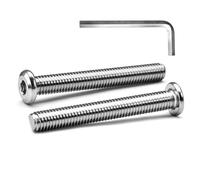 MINHER M8 x 60mm 20Pcs Tête Plate Vis D’assemblage à Six Pans Creux, Acier Inoxydable A2 V2A, Boulons de Meubles, Filetage Complet (Avec Clé Hexagonale)