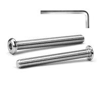 MINHER M8 x 70mm 20Pcs Tête Plate Vis D’assemblage à Six Pans Creux, Acier Inoxydable A2 V2A, Boulons de Meubles, Filetage Complet (Avec Clé Hexagonale)
