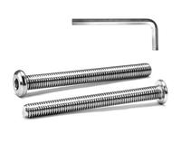 MINHER M8 x 80mm 10Pcs Tête Plate Vis D’assemblage à Six Pans Creux, Acier Inoxydable A2 V2A, Boulons de Meubles, Filetage Complet (Avec Clé Hexagonale)