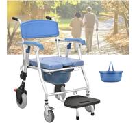 MINHUIJIHUI Chaise Percée Adulte, Douche Pliante à roulettes, Fauteuil Percé de Douche avec roulettes, Chaise de Douche et Toilette Pliable en Aluminium, Capacité De Poids De 150 kg