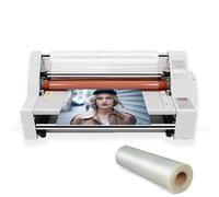 MINHUIJIHUI Plastifieuse Professionnelle Machine à Plastifier Thermique avec 4 Rouleaux Silicone Amovibles - Double Face/Simple Face - Vitesse 1.1m/Min - 0-180℃ - éCran NuméRique - Offre Film 2m