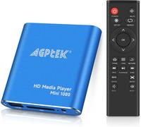 Mini 1080P Full Hd Ultra Hdmi Pour Lecteurs -Mkv/Rmhdd Usb,Lecteur Multimédia Hdmi Avec Télécommande Pour Mp3,Wma,Ogg,Aac,Plate,Ape,Ac3,Dts,Atra (Bleu)