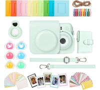 Mini 11 Case,PU Leather Protective Case for Instax Mini 11 Instant Camera Bag,Accessory Kit Mini12-8-green,Fuji Mini12 Sleeve case and accessories