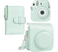 Mini 11 Case, PU Leather Protective Case for Instax Mini 11 Instant Camera Bag, Green Mint, Instant Mini 12 Leather Case with Mini Album