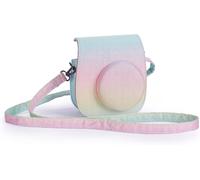 Mini 12 Instant Camera Case for Fujifilm Instax Mini 12/11,Premium PU Leather Case with Pocket and Detachable Adjustable Shoulder Strap,Rainbow Shiny,camera cover