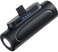 Mini 5000mah Pocket Power Bank mit LED Taschenlampe Wireless Portable Fast Charging Emergency Black für IOS