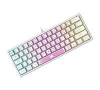 Mini 60% Clavier de Jeu, Câblé USB Gaming Keyboard, Configuration Compact 62 Touches, Ultra-Light Portable,QWERTY, Rétroéclairé RGB Clavier Semi-Mécanique à Membrane pour PC, Mac, Laptop-Blanc