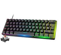 Mini 60% RGB Clavier de Jeu, Interrupteur Brown Mécanique avec 62 Touches Compactes, Personnalisables 18 LED Chroma Backlit, Câble USB Type C Détachable, QWERTY Layout pour PC, Laptop, Mac-Noir