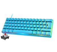 Mini 60% RGB Clavier de Jeu, Interrupteur Rouge Mécanique avec 62 Touches Compactes, Personnalisables 18 LED Chroma Backlit, Câble USB Type C Détachable, QWERTY Layout pour PC, Laptop, Mac-Bleu