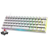 Mini 60% RGB Clavier de Jeu, Interrupteur Rouge Mécanique avec 62 Touches Compactes, Personnalisables 18 LED Chroma Backlit, Câble USB Type C Détachable, QWERTY Layout pour PC, Laptop, Mac-Blanc