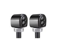 Mini 8 mm Lumière Indicateur de Moto 2 LED Feux Clignotants Ambre MASO Lot de 2 Feux de Signalisation de Moto, Lentille Fumée (Boîtier Noir), Universel