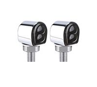 Mini 8mm MASO 2 Feux Indicateurs de Moto 2 LEDs Lumière de Frein Clignotant Ambre 2 Pack MASO Lumière de Signal de Tour de Moto Lentilles Fumées (Boîtier Chrome), Ajustement Universel