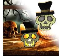 Mini accessoires en plastique réalistes en forme de citrouille lumineuse en bois pour Halloween - Alimentation par piles - Décoration de bureau pour la maison, la table et le bureau (B, 17 x 14 x 2 cm