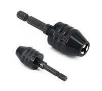 Mini adaptateur de mandrin de perceuse sans clé 6,35 mm avec tige hexagonale pour tournevis électrique sans fil en alliage d'aluminium noir plage de serrage de 0,3 à 6,5 mm