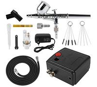Mini Aerograph Kit, Dual Action Airbrush Set avec Pistolet à Peinture, Compresseur, Kit de Nettoyage pour Le Maquillage, La Manucure, Le Tatouage, La Conception de Peinture, La Décoration Alimentaire