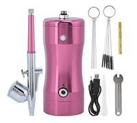 Mini Aerographe 0,3mm, Kit Airbrush 7CC Compact Rouge, Pompe 12V - Précision Supérieure, Facile à Transporter, Idéal Pour Peinture Artistique et Modélisme (Rose)