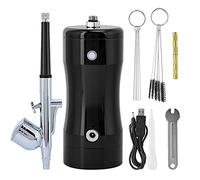 Mini Aerographe 0,3mm, Kit Airbrush 7CC Compact Rouge, Pompe 12V - Précision Supérieure, Facile à Transporter, Idéal Pour Peinture Artistique et Modélisme (Noire)