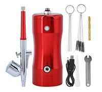 Mini Aerographe 0,3mm, Kit Airbrush 7CC Compact Rouge, Pompe 12V - Précision Supérieure, Facile à Transporter, Idéal Pour Peinture Artistique et Modélisme (Rouge)