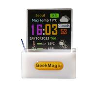 Mini affichage cube hologramme 3D - Station météo intelligente horloge numérique avec projection flottante du temps et de la température, gadget de bureau moderne pour la maison ou le bureau (blanc)