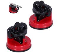 Mini affûteur de couteaux, 2 pièces lame d'outil d'affûteur de couteaux de poche manuel avec ventouse pour la cuisine, 6x6,5 cm, 2,4x2,6 pouces (Red)