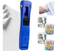 Mini agrafeuse à clip portable - Avec 100 agrafes - Mini agrafeuse créative réutilisable (2 bleues)
