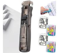 Mini agrafeuse à clip portable - Avec 100 agrafes - Mini agrafeuse créative réutilisable - Noir