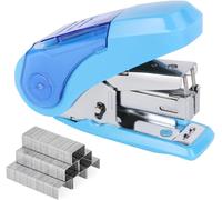 Mini Agrafeuse Bureau Pour Agrafer Les Papiers Jusqu`À 20 Feuilles,Avec 1000 Agrafes Assorties,Gagner D'effort À 50%,Ôte-Agrafes Et Rangement De Stockage Intégrés (Bleu)