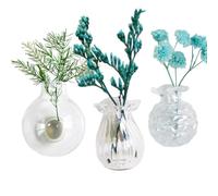 Mini aimants en Vase pour réfrigérateur 3pcs 3 Style Transparent Mini-en céramique Vase aimants DIY Convivial pour de Vraies Fleurs, Arrangement, hydroponique, sans Plantes ni Fleurs