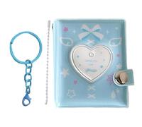 Mini album photo, porte-cartes, porte-cartes, pour photos et cartes, en PVC transparent, rangement pour sac à dos et clés, cadeau pour filles et adultes, bleu clair