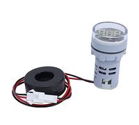 Mini Ampèremètre Numérique, Lampe de Courant Numérique, Indicateur de Signal de Courant Ad16-22Dsa, Affichage LED Haute Luminosité et Corps Cylindrique(blanc)