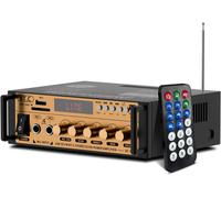 Mini Amplificateur de Puissance Bluetooth, 300W + 300W Stéréo Hi-FI Digital Numérique Amp avec entrée USB/Bluetooth/FM, Mixer Karaoke, avec Télécommande IR pour Voiture et Maison