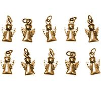 Mini Ange Gardien Charms - Décoration de bricolage - Bijoux de fantaisie, Faveurs Première Communion, Sacrement de Confirmation, Baptême fille enfant garçon - H 1,7 cm - 10 Pendentifs plaqué Or