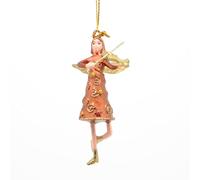 Mini ange pour petits arbres de Noël - Décoration de Noël - Environ 8 cm - Résine peinte à la main (cuivre avec violon)