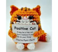 Mini animal au crochet positif - Cadeau de soutien émotionnel - Cadeau de courage - Poupée en tricot inspirante faite à la main - Potate en laine à tricoter motivante - Porte-bonheur (orange)