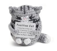 Mini animal au crochet positif - Cadeau de soutien émotionnel - Cadeau de courage - Poupée en tricot inspirante faite à la main - Potate en laine à tricoter motivante - Porte-bonheur (gris)