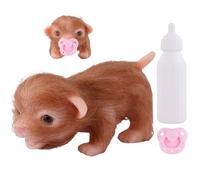 Mini animal en silicone mignon pour enfants, avec biberon et tétine, pour jeux de rôle préscolaires à partir de 3 ans, filles, décoration d'intérieur, anniversaire, Noël