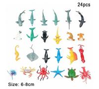 Mini Animaux De La Mer Et De L'Océan, 24 Pièces, Jouets En Plastique, Modèle D'Apprentissage De La Vie De Crabe, Pieuvre Éducative, Créatures Réalistes M T9x9