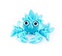Mini Animaux Imprimés 3D Animal Imprimé 3D Crabe Cristal Gemme 10.5×9cm Articulé pour Soulagement du Stress Bureau Maison Décoration de Bureau Exécutif Jouets-Pearl Blue