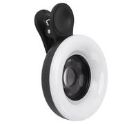 Mini Anneau Lumineux à Clip pour Téléphone, Compact et Portable, Objectif Macro 15x pour la Photographie (Black)