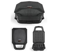 Mini appareil à croques et gaufres 600W Plaques amovibles en fonte d'aluminium avec revêtement antiadhésif