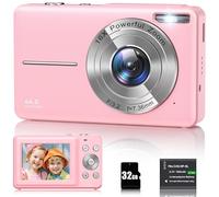 Mini Appareil Photo 44MP pour Contenu Viral, digitalkamera compacte avec Zoom 16x, filtres, écran 2,7" et Webcam pour TikTok, Reels, Vlogs et défis Entre Amis (Rosa)