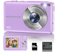 Mini Appareil Photo 44MP pour Contenu Viral, digitalkamera compacte avec Zoom 16x, filtres, écran 2,7" et Webcam pour TikTok, Reels, Vlogs et défis Entre Amis (Lila)