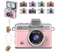 Mini Appareil Photo Numérique - 1080P Mini Porte-Clés Appareil Photo Portable avec Écran Rabattable 180° 1,47"- avec Carte 64GB - pour Adolescents Débutants Adultes Enfant (Pink)