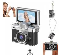 Mini appareil photo numérique 2026 avec écran LCD de 1,44" 1080p, 180 °, flash intégré, sangle et porte-clés, idéal pour les voyages, les études